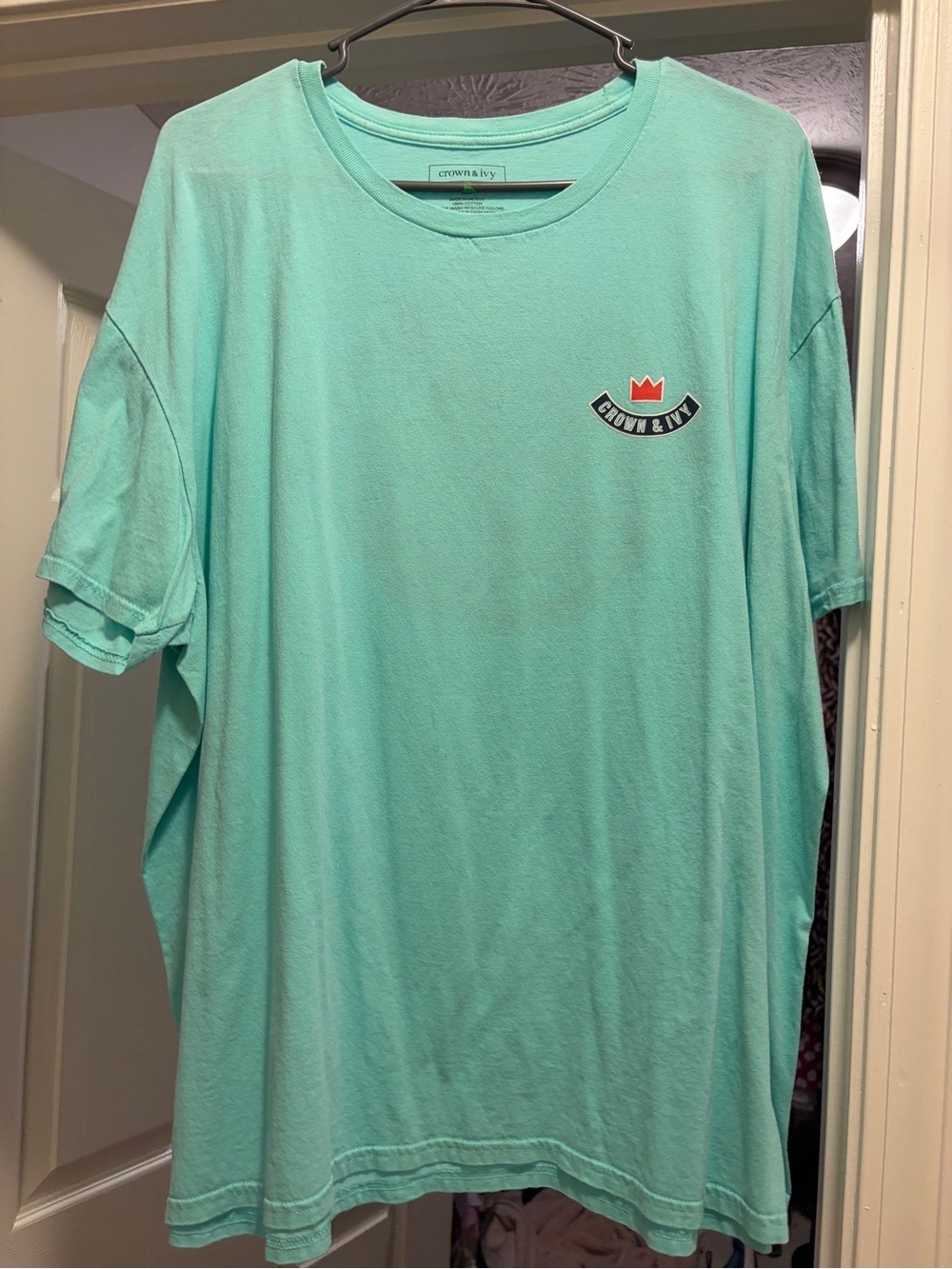 crown & ivy Mint Green Crewneck Tee with Chest Crest